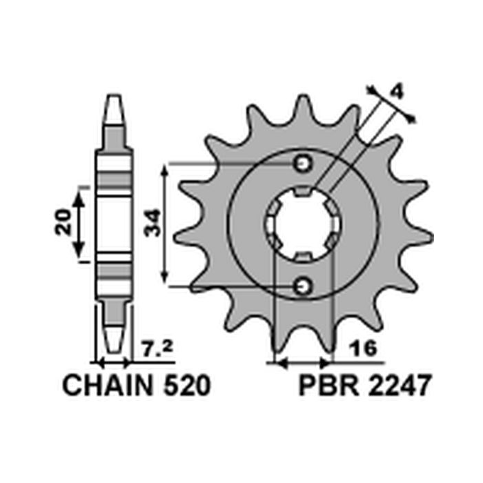 PBR front sprocket 2247 13 18NC KTM 125 DUKE 11-16 (pitch 520) (JTF1903.13)