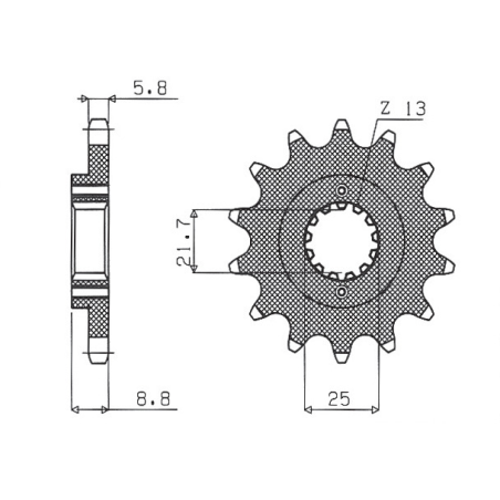 SUNSTAR front sprocket 525 15 KAWASAKI ZXR 400, KLE 500 '91-'96, GPZ 500S (JTF512.15) (pitch 520) (52515JT)