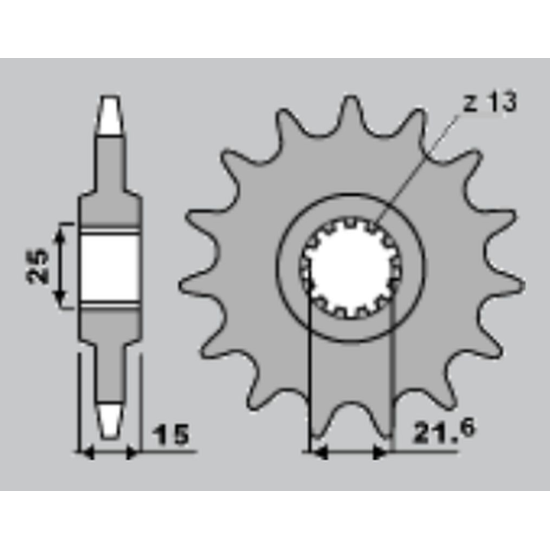 JR front sprocket 2082 15 KAWASAKI ZX6R '95-'97