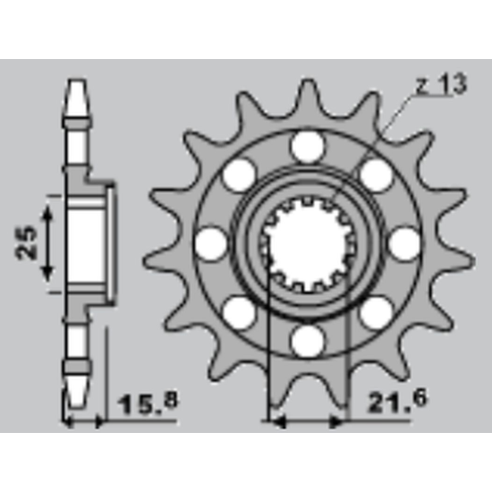 CHT front sprocket 2093M 15 KAWASAKI ZX6R 05-06