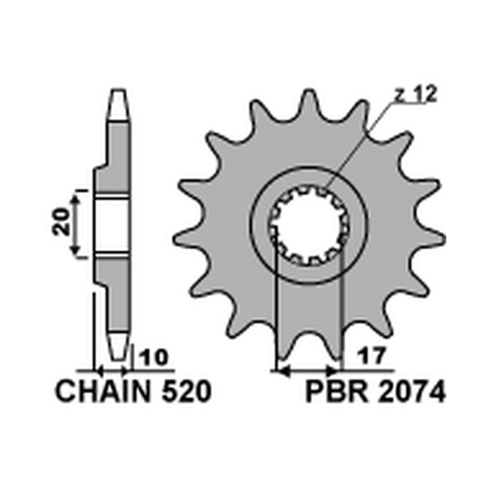 PBR front sprocket 2074 14 18NC