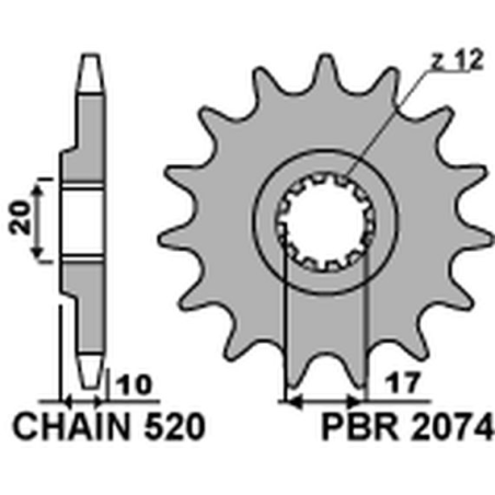 PBR front sprocket 2074 14 18NC
