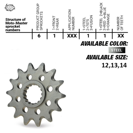 MOTO-MASTER front sprocket 2102 12 (210212) SELF-CLEANING GAS GAS EC 125/200/250/300 '00-'20, RIEJU MR 300 '21-, (JTF715.12)