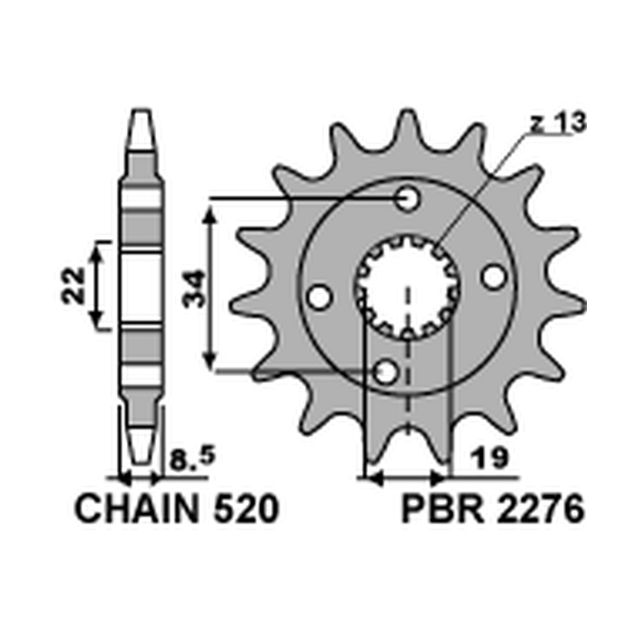 PBR front sprocket 2276 14 KTM 390 DUKE '13-'18, 390 RC '14-'18 (JTF1908.14) (pitch 520) (227614JT)