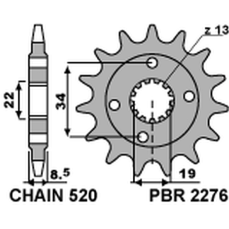 PBR front sprocket 2276 14 KTM 390 DUKE '13-'18, 390 RC '14-'18 (JTF1908.14) (pitch 520) (227614JT)