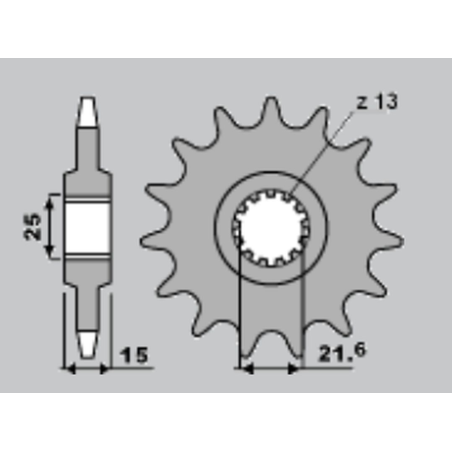 CHT front sprocket 2082 15 KAWASAKI ZX6R 95-97 (4023-15) (JTF1515.15)