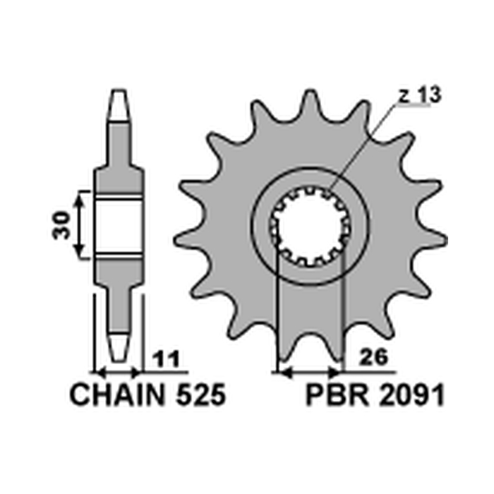 PBR front sprocket 2091 15 YAMAHA FZ8 '10-'15, MT 09 '14-'17, MT 07 '14-'17, TDM 900 '02-'13 (JTF1591.15) (pitch 525)