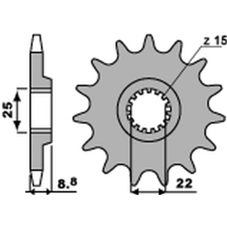 PBR priekinė žvaigždė 1248 14 KTM SX/EXC '91-'19 (JTF1901.14) (žingsnis 520) (124814JT)