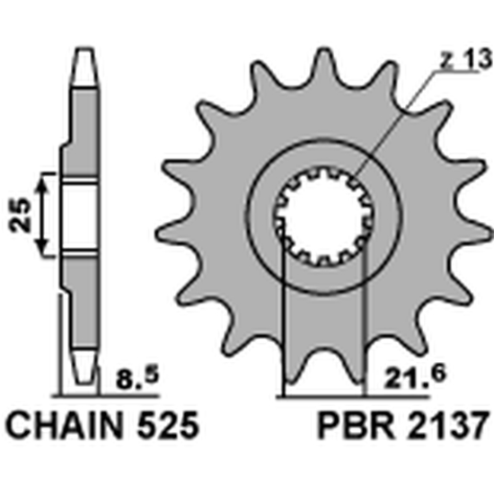 PBR front sprocket 2137 17 KAWASAKI ZX10R '04-'18 (JTF1537.17) (pitch 525) (153717JT)