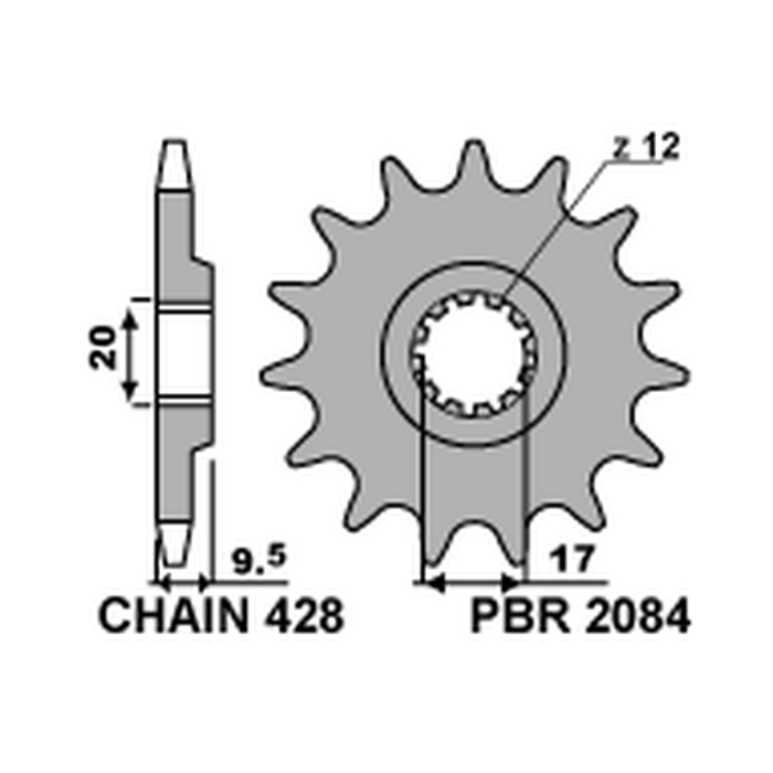 PBR front sprocket 2084 14 KTM SX 85 '04-'18 (JTF1907.14) (pitch 428) (208414JT)