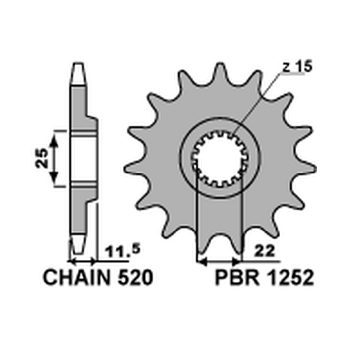 PBR front sprocket 1252 14 KTM LC4 400/600/620/640/690 (JTF1902.14) (pitch 520) (125214JT)