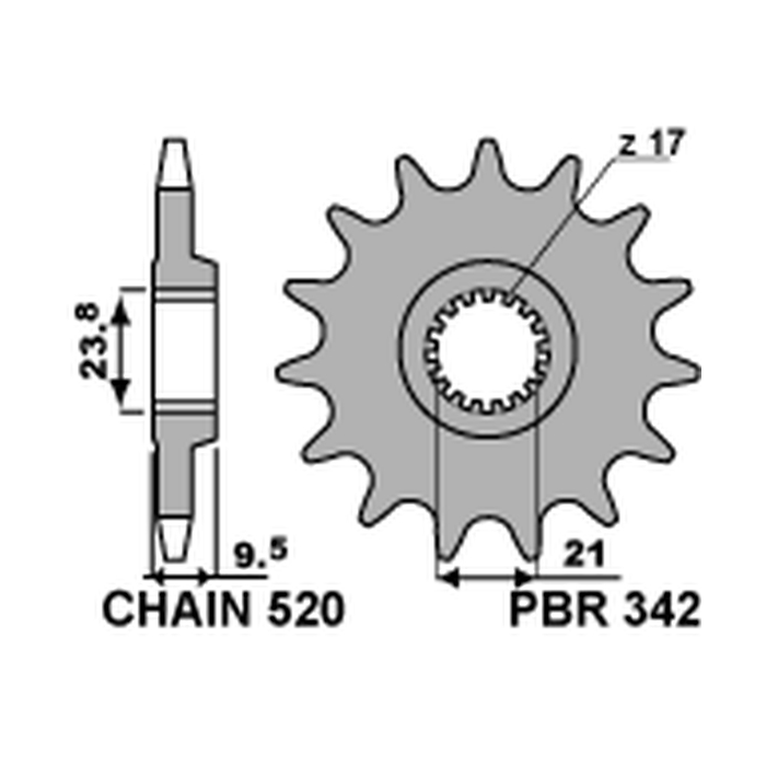 PBR front sprocket 342 13 HONDA CR 250 '88-'07, CRF 450R/X '02-'15 (JTF284.13) (pitch 520) (34213JT)
