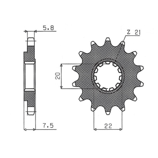 SUNSTAR front sprocket 2120 14 HONDA CR 125R '04-'07, CRF 250R/X '04-'17 (JTF1323.14) (pitch 520) (212014JT)