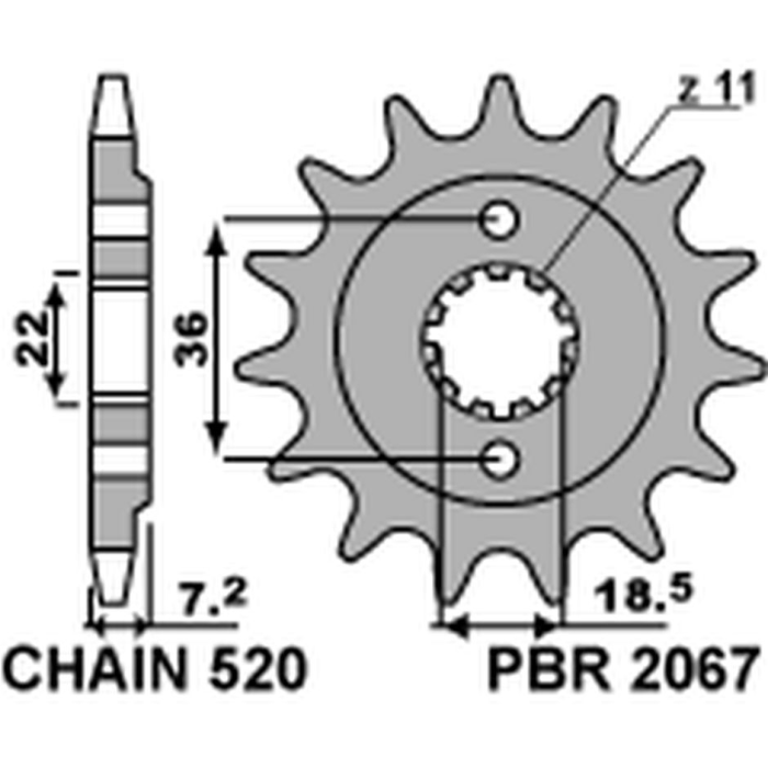 PBR front sprocket 2067 14 18NC HONDA CRF 250L '13-'20 (JTF1321.14) (can be used as 2506 14 and 2261 14) (step 520)