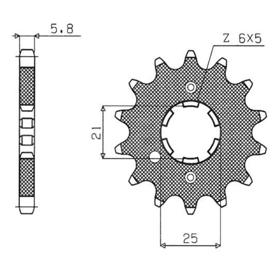 SUNSTAR front sprocket 569 15 KAWASAKI KX 250 '87-'98, YAMAHA YZ 250 '77-'98 (JTF569.15) (pitch 520) (56915JT)