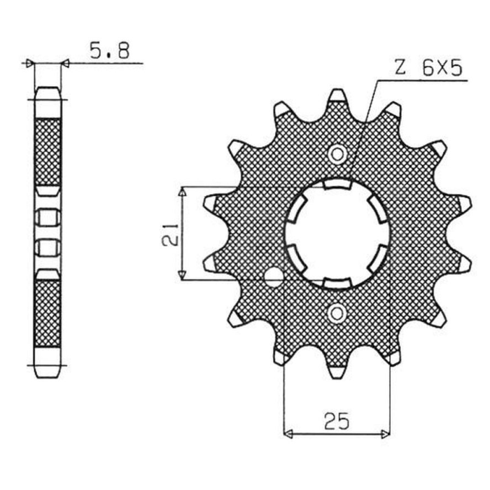 SUNSTAR front sprocket 569 15 KAWASAKI KX 250 '87-'98, YAMAHA YZ 250 '77-'98 (JTF569.15) (pitch 520) (56915JT)