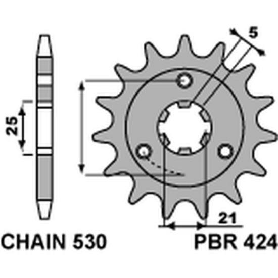 PBR front sprocket 424 15 18NC SUZUKI GT 380/550 (750+1) (pitch 530)