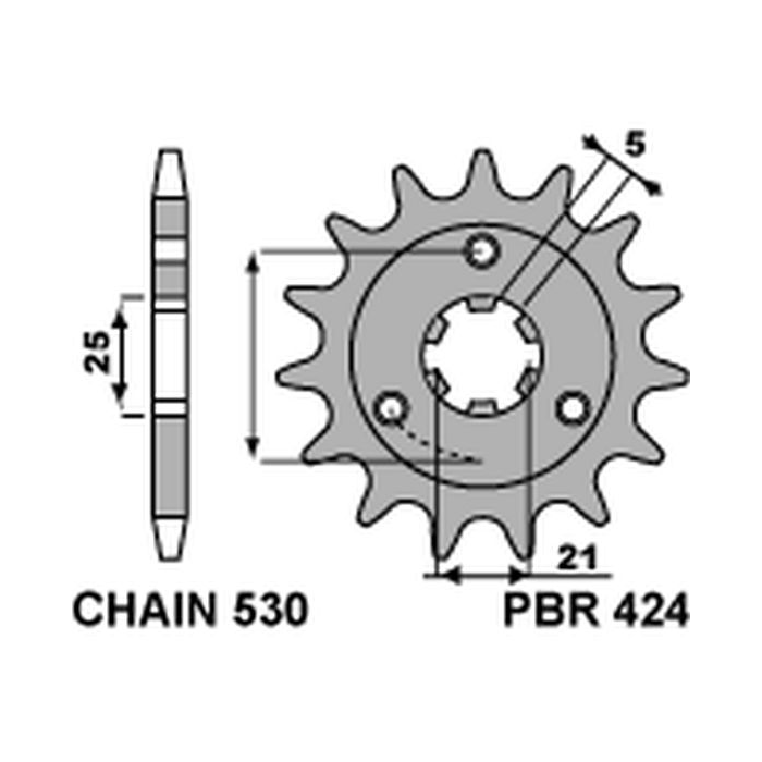 PBR front sprocket 424 15 18NC SUZUKI GT 380/550 (750+1) (pitch 530)