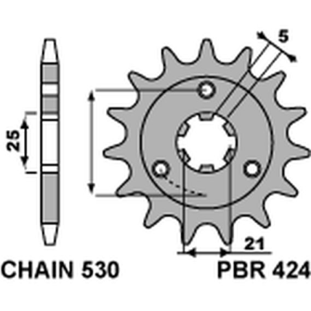 PBR front sprocket 424 15 18NC SUZUKI GT 380/550 (750+1) (pitch 530)