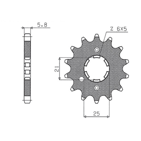 SUNSTAR priekinė žvaigždė 569 14 KAWASAKI KX 250 '87-'98, YAMAHA YZ 250 '77-'98 (JTF569.14) (žingsnis 520) (56914JT)