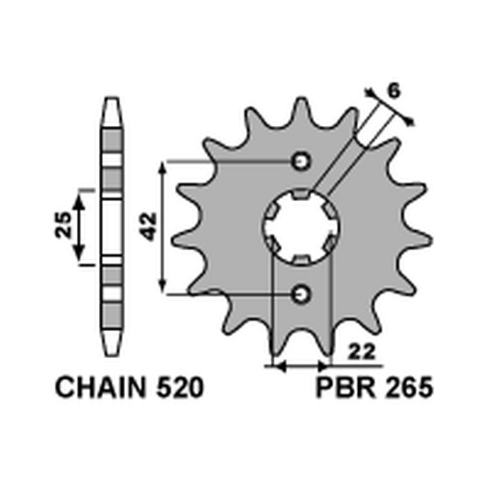 PBR front sprocket 265 14 18NC HONDA XL 250S 78-81 (pitch 520)