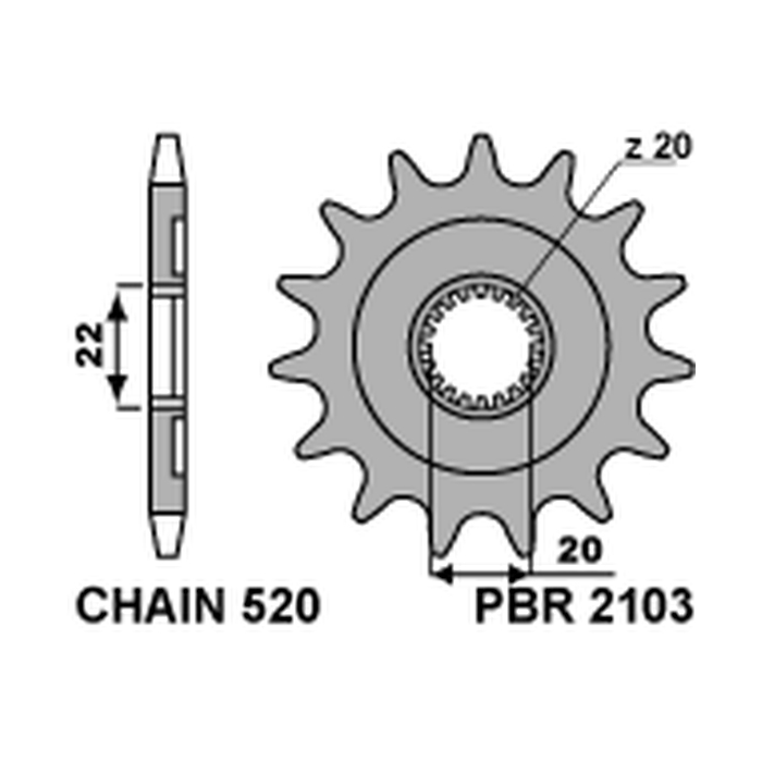 PBR front sprocket 2103 13 YAMAHA YZF 250 '01-'17, WRF 250 '01-'17 (JTF1590.13) (pitch 520) (210313JT)
