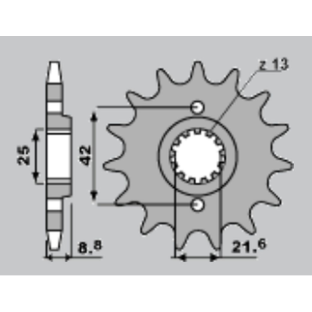 CHT priekinė žvaigždė 523 14 KAWASAKI EL 250 88-04