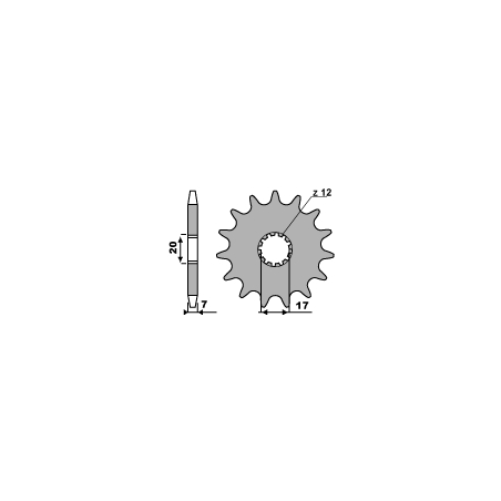 PBR front sprocket 20x12 18NC APRILIA 50 RS, HM, AM6 (pitch 428)