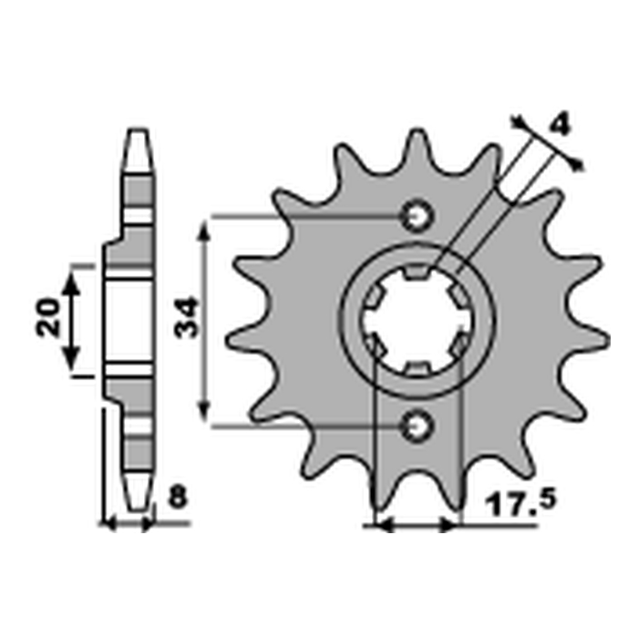 PBR front sprocket 328 14 HONDA NSR 125R '93-'02, VT 125 C '99-'07, XL 125V VARADERO '01-'13 (JTF327.14) (pitch 520) (2791