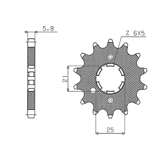 SUNSTAR front sprocket 569 13 KAWASAKI KX 250 '87-'98, YAMAHA YZ 250 '77-'98 (JTF569.13) (pitch 520) (56913JT)