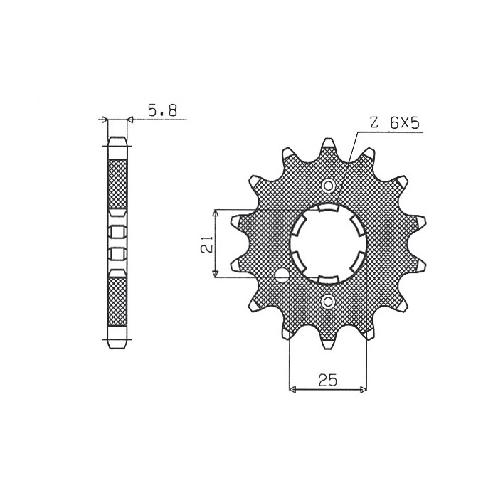 SUNSTAR front sprocket 569 13 KAWASAKI KX 250 '87-'98, YAMAHA YZ 250 '77-'98 (JTF569.13) (pitch 520) (56913JT)