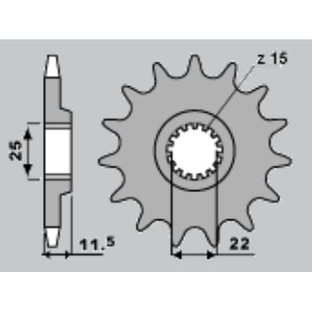 JR front sprocket 1252 15 (190215JT) KTM LC 4 '88-'09