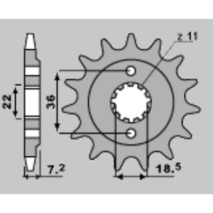 JR priekinė žvaigždė 2067 13 HONDA XR 250 R '95-'05, CBF 250, NX 250 (JTF1321.13) (can be used as 2506 13)