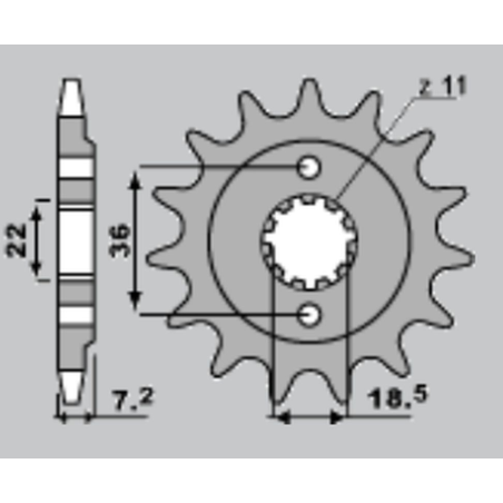 JR priekinė žvaigždė 2067 13 HONDA XR 250 R '95-'05, CBF 250, NX 250 (JTF1321.13) (can be used as 2506 13)