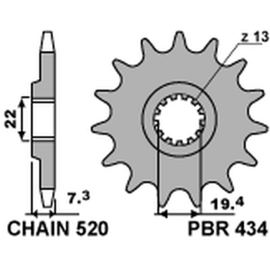PBR front sprocket 434 14 SUZUKI DR 250 '82-'87, GZ 250, GN 250 (JTF434.14) (pitch 520) (434.14JT)