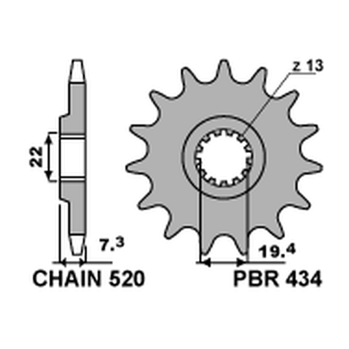 PBR front sprocket 434 14 SUZUKI DR 250 '82-'87, GZ 250, GN 250 (JTF434.14) (pitch 520) (434.14JT)