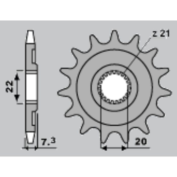 JR front sprocket 2120 14 HONDA CRF 250X '04-'09, CR 125 '04-'08 (+1) (132314JT)