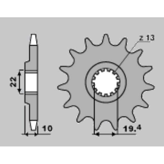 JR front sprocket 435 13 SUZUKI RM 250 '89-'08, DRZ 400, DR 350 (JTF432.13)