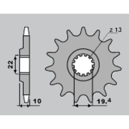 JR priekinė žvaigždė 435 13 SUZUKI RM 250 '89-'08, DRZ 400, DR 350 (JTF432.13)