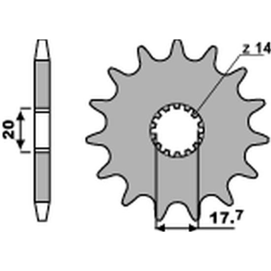 PBR front sprocket 440 14 18NC YAMAHA YZ 125 '87-'04 (JTF564.14) (pitch 520) (STD.+1)