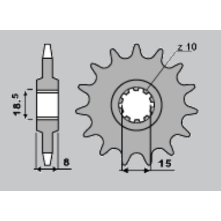 CHT priekinė žvaigždė 599 12 APRILIA 50 (589-12) (grandinė 415)