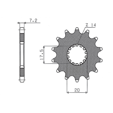 SUNSTAR front sprocket 577 14 YAMAHA DT 125R (-2) (JTF558.14) (pitch 428) (57714JT)