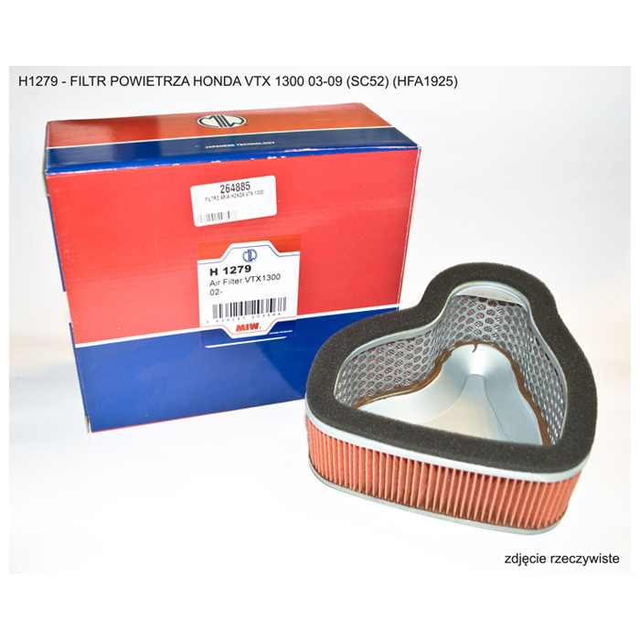 MIW (MEIWA) filter for Honda VTX 1300 03-09 (SC52) (HFA1925) (OEM: 17213-MEA-670)