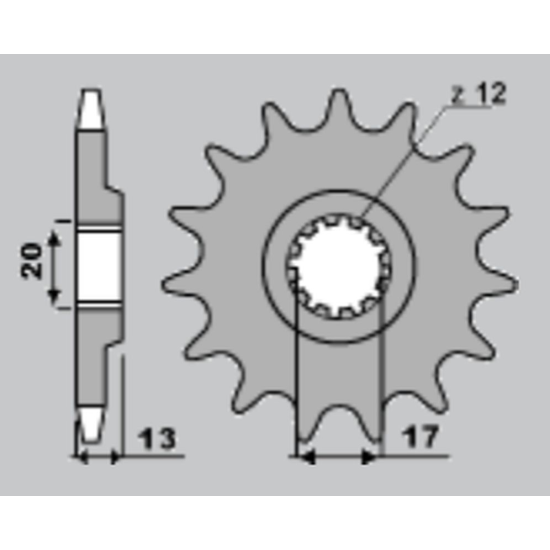 GROSSKOPF front sprocket 2123 12 TM 125 '01-21, TM 144 '08-21 (212312) (pitch 520)