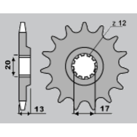 GROSSKOPF front sprocket 2123 12 TM 125 '01-21, TM 144 '08-21 (212312) (pitch 520)