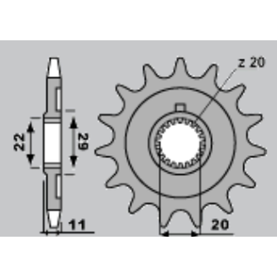 GROSSKOPF front sprocket 2275 14 SHERCO 125 SE-R '18-21, 250 SE F/SE FR '14-20, 300 SE F '14-20 (pitch 520)