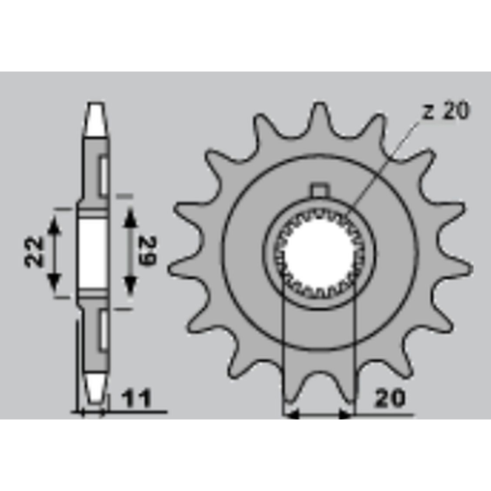 GROSSKOPF front sprocket 2275 14 SHERCO 125 SE-R '18-21, 250 SE F/SE FR '14-20, 300 SE F '14-20 (pitch 520)