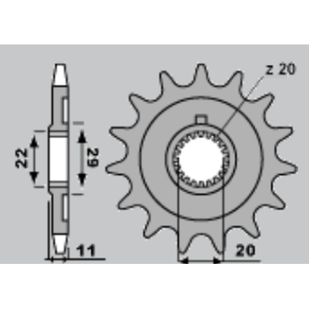 GROSSKOPF priekinė žvaigždė 2275 14 SHERCO 125 SE-R '18-21, 250 SE F/SE F-R '14-20, 300 SE F '14-20 (žingsnis 520)
