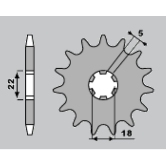 JR front sprocket 423 13 KAWASAKI KX 125 '94-'08 (JTF1445.13)