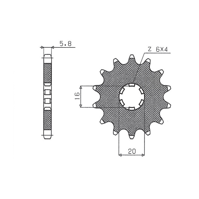SUNSTAR front sprocket 560 14 KAWASAKI KX 65/80/85 (JTF546.14) (pitch 420) (56014JT)